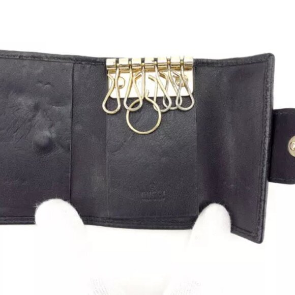 AUTHENTICITY GUARANTEED Gucci Key holder Key case Guccissima Black Gold Woman - Picture 5 of 5